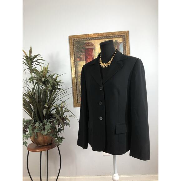 Kasper Womens Suit Jacket Size 10 Black 3 Buttons Whimsigoth Career Preppy Fairy - Picture 6 of 9